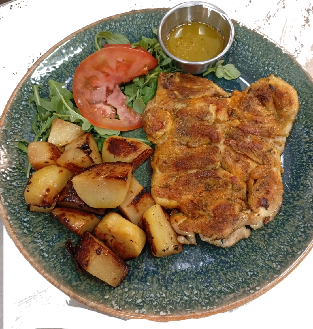 coscia di pollo disossata/aperta alla griglia (con patate con buccia 